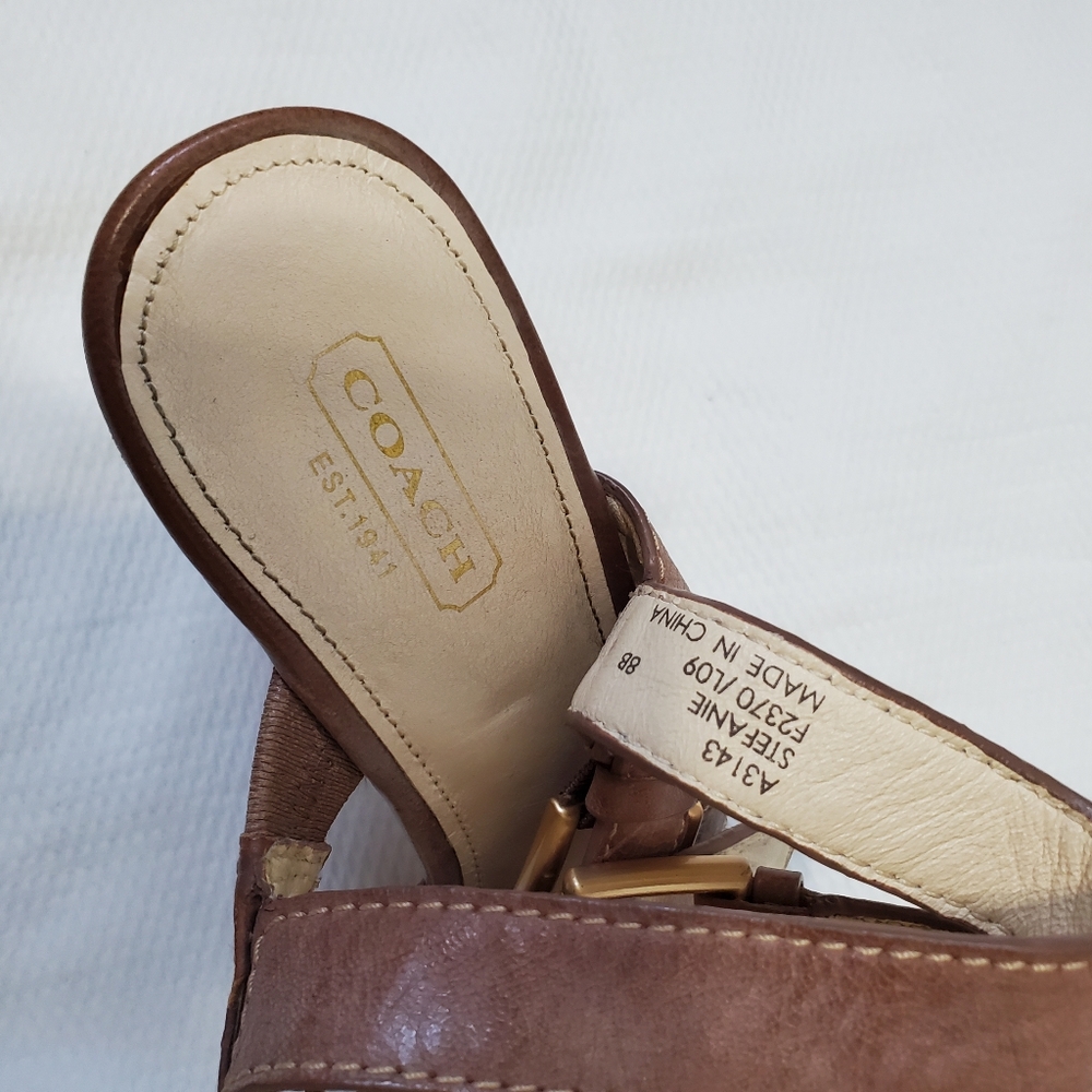 Coach Stephanie Heeled Ankle  Strappy Leather Sandal Size 8 - Picture 5 of 7